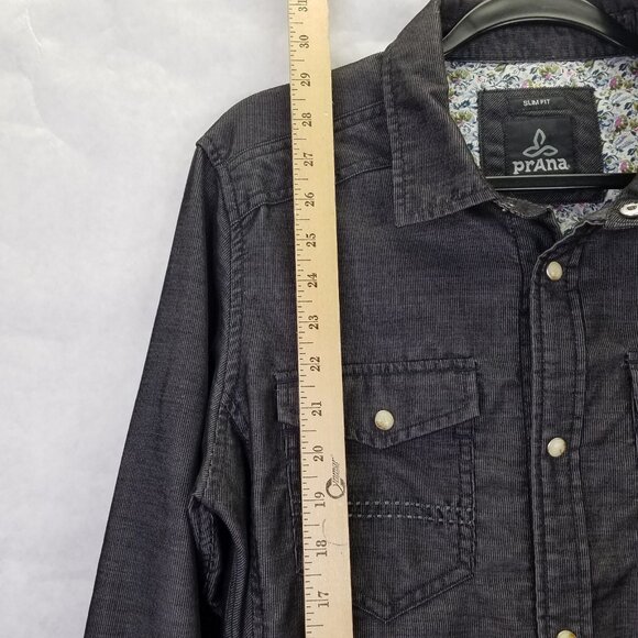 Prana Kellan Button Down Shirt Men’s M Cargo Slim Fit Grey Flip Cuff Pearl Snap - Picture 14 of 16